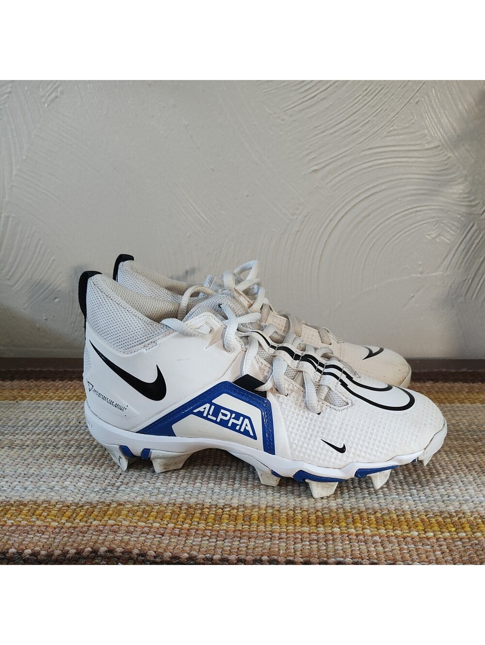 Nike Alpha Menace 3 Shark Football Cleats White Blue youth 4.5